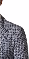 Blue Cotton Patterned Single Breasted Blazer 4