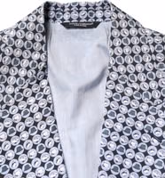Blue Cotton Patterned Single Breasted Blazer 5