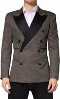 Gray Double Breasted 2 Button Jacket Blazer 1