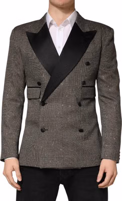 Gray Double Breasted 2 Button Jacket Blazer