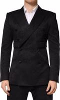 Black Cotton Double Breasted 2 Button Blazer 1