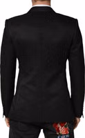 Black Cotton Double Breasted 2 Button Blazer 3