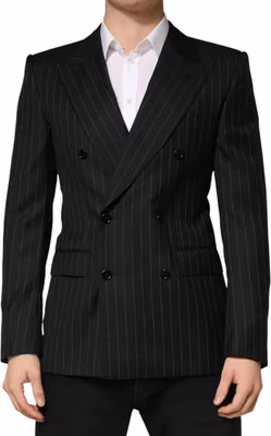 Dark Gray Stripes Double Breasted 2Button Blazer