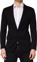 Black Wool Single Breasted 2 Button Blazer 1
