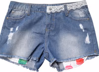 Blue Cotton Low Waist Denim Casual Hot Pants Shorts 3