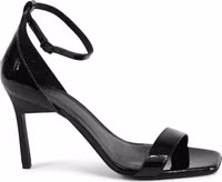 Black Leather Stiletto Heel Sandals 1