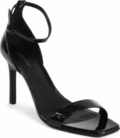 Black Leather Stiletto Heel Sandals 2