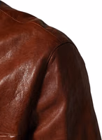 Brown Leather Button Down Men Biker Jacket 4