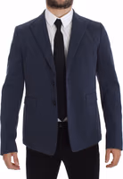 Blue Cotton Stretch Casual Blazer 2