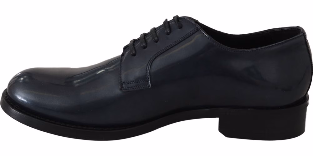 Blue Leather Derby Dress Formal Shoes